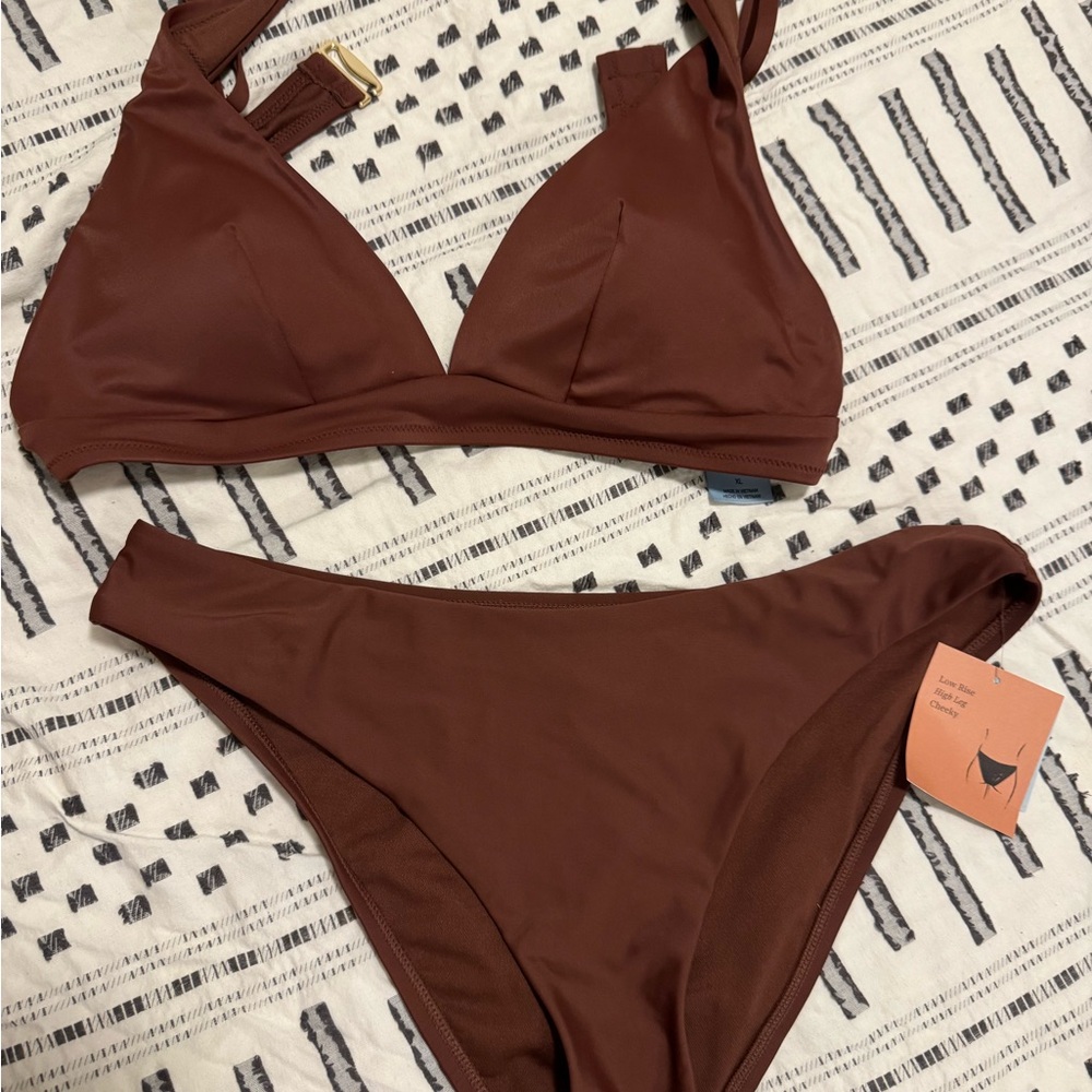 NWT - Shade & Shore Chocolate Brown Bikini - size L/XL